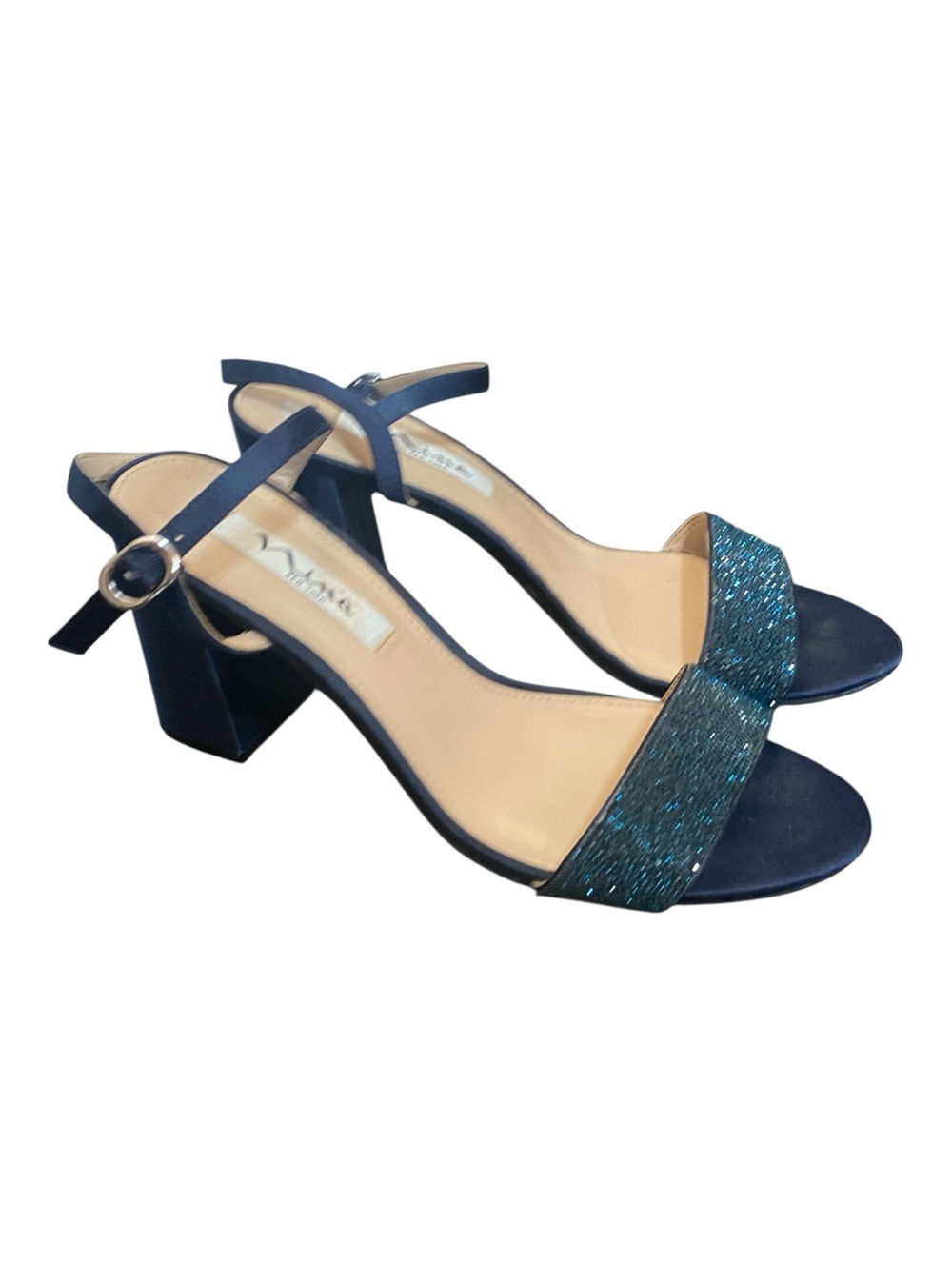 Nina Womens Blue Glitter Sparkle Evening Wear Heels